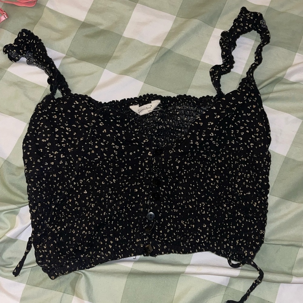 Floral Black Crop Top